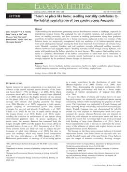 Seedling Mortality Contributes to the Habitat Specialisation of Tree Species Across Amazonia