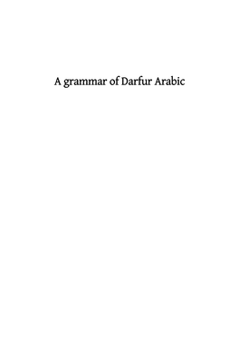 A Grammar of Darfur Arabic