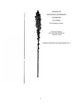 The Role of the Federal Government in Forestry, by F.L.C