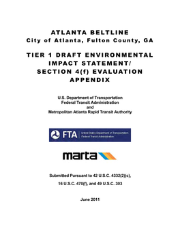 Atlanta Beltline Tier 1 Draft Environmental Impact Statement