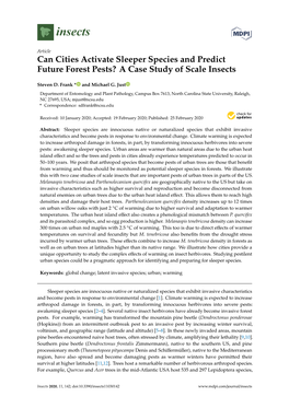 Can Cities Activate Sleeper Species and Predict Future Forest Pests? a Case Study of Scale Insects