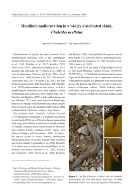 Hindlimb Malformation in a Widely Distributed Skink, Chalcides Ocellatus