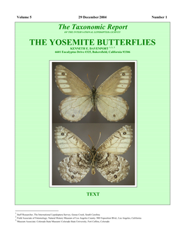 The Yosemite Butterflies Kenneth E