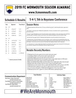 2019 Fc Monmouth Season Almanac