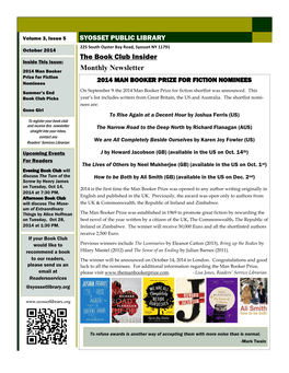 The Book Club Insider Monthly Newsletter