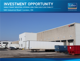 Investment Opportunity Single Tenant Industrial Offering Long-Term Cash Flow Stability