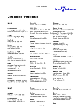 Deltagerliste / Participants