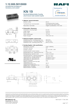 Kurzhub-Netzschalter 2-Polig Short Travel Main Switch 2-Pole