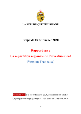 Rapport Sur : La Répartition Régionale De L'investissement (Version