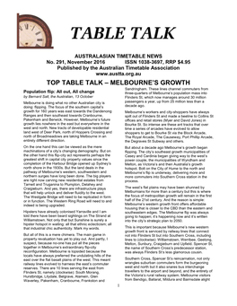 TOP TABLE TALK – MELBOURNE’S GROWTH Sandringham