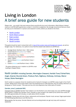 Living in London a Brief Area Guide for New Students