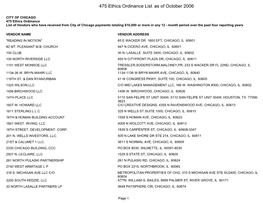 475 Ethics Ordinance List As of October 2006