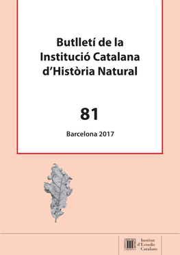 Butlletí De La Institució Catalana D'història Natural