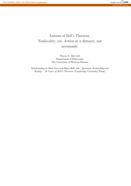 Lessons of Bell's Theorem