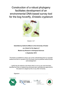 Construction of a Robust Phylogeny Facilitates Development of an Environmental DNA-Based Survey Tool for the Bog Hoverfly, Eristalis Cryptarum