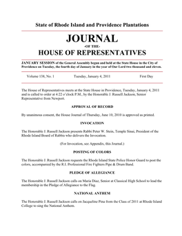 Journal -Of The- House of Representatives