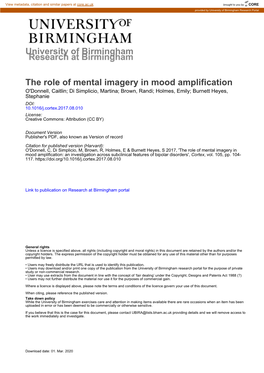 The Role of Mental Imagery in Mood Amplification