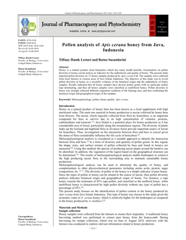 Pollen Analysis of Apis Cerana Honey from Java, Indonesia