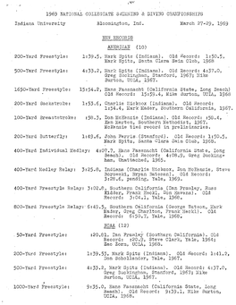 1969 NATIONALCOLLEGIATE SWIM I'viing & DIVING CH1-J:1PIONSHIPS Indiana University Bloomington, Ind