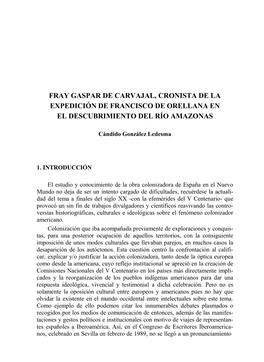 Fray Gaspar De Carvajal, Cronista De La Expedición De Francisco De Orellana En El Descubrimiento Del Río Amazonas