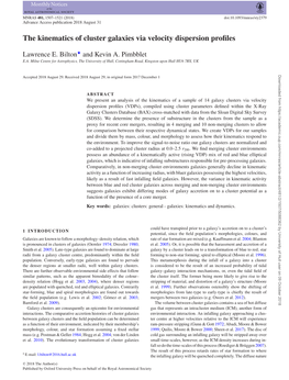 The Kinematics of Cluster Galaxies Via Velocity Dispersion Proﬁles