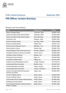 PID Officer Contact Directory