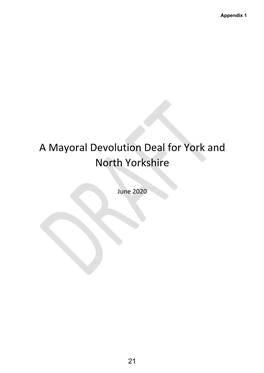 A Mayoral Devolution Deal for York and North Yorkshire