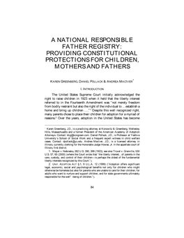 A National Responsible Father Registry: Providing Constitutional Protections for Children, Mothers and Fathers