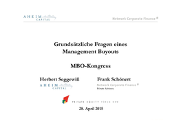 Grundsätzliche Fragen Eines Management Buyouts MBO-Kongress