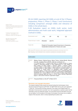 D5.1A CASES Reporting (10 Cases at End of the 5 Phases: Preparatory, Phase 1, Phase 2, Phase 3 and Conclusions) Including Compar