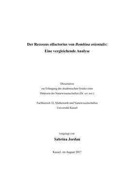 Der Recessus Olfactorius Von Bombina Orientalis: Eine Vergleichende Analyse