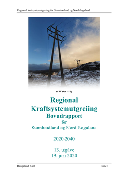 Kraftsystemutgreiing for Sunnhordland Og Nord-Rogaland 2020