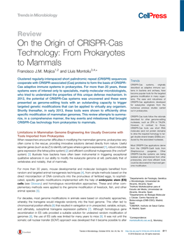 On the Origin of CRISPR-Cas Technology: from Prokaryotes To