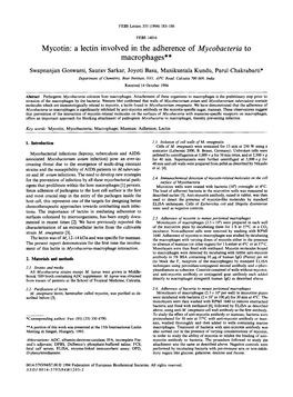 A Lectin Involved in the Adherence of Mycobacteria to Macrophages