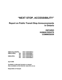 "Next Stop, Accessibility" Report on the Public Transit Stop