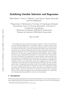 Stabilizing Variable Selection and Regression Arxiv:1911.01850V2