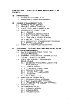 Jesmond Dene Conservation Area Management Plan Contents