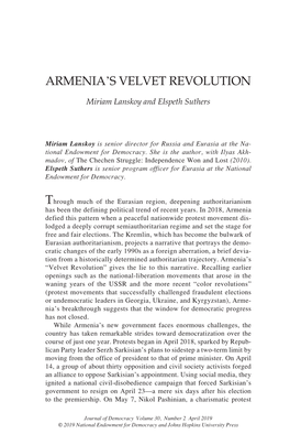 Armenia's Velvet Revolution