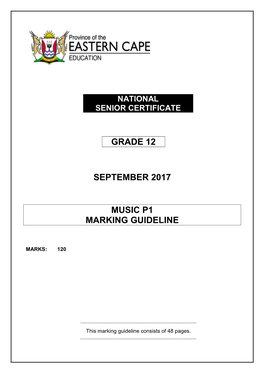 Grade 12 September 2017 Music P1 Marking Guideline