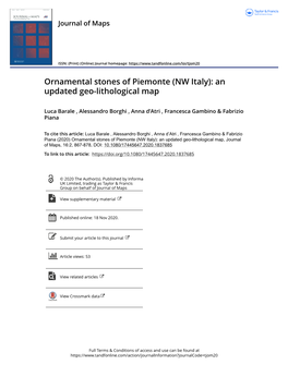 Ornamental Stones of Piemonte (NW Italy): an Updated Geo-Lithological Map