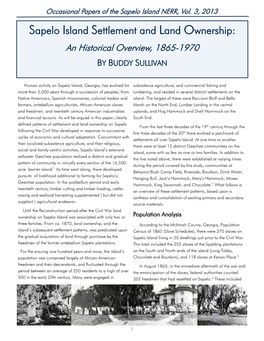 Sapelo Island Settlement and Land Ownership: an Historical Overview, 1865-1970 by BUDDY SULLIVAN