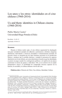 Los Unos Y Los Otros: Identidades En El Cine Chileno (1960-2014) Us And