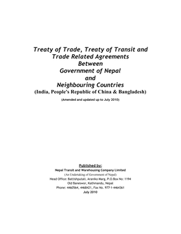 Treaty of Trade, Treaty of Transit and Trade Related Agreements