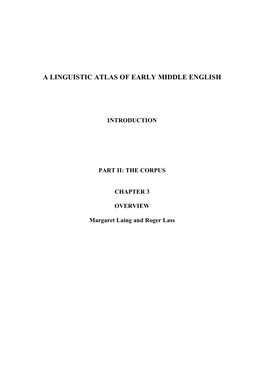 A Linguistic Atlas of Early Middle English