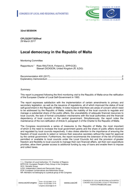Local Democracy in the Republic of Malta