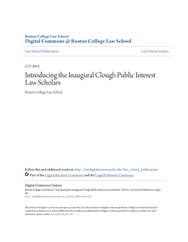 Introducing the Inaugural Clough Public Interest Law Scholars Boston College Law School