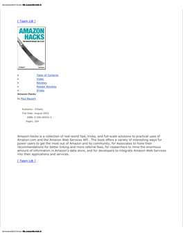 [ Team Lib ] Amazon Hacks Is a Collection of Real-World Tips, Tricks