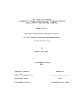 Traveling Discourses: Subjectivity, Space and Spirituality in Black Women’S Speculative Fictions in the Americas