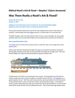 Biblical Noah's Ark & Flood