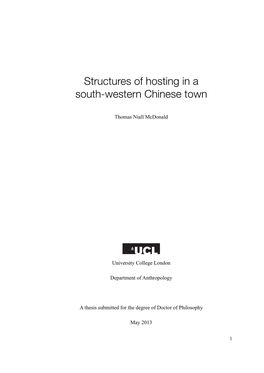 Structures of Hosting in a South-Western Chinese Town